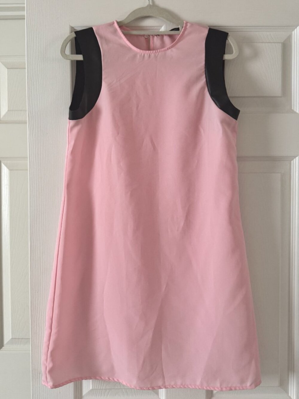 Mango Basics Pink & Black Sleeveless Shift Mini Dress